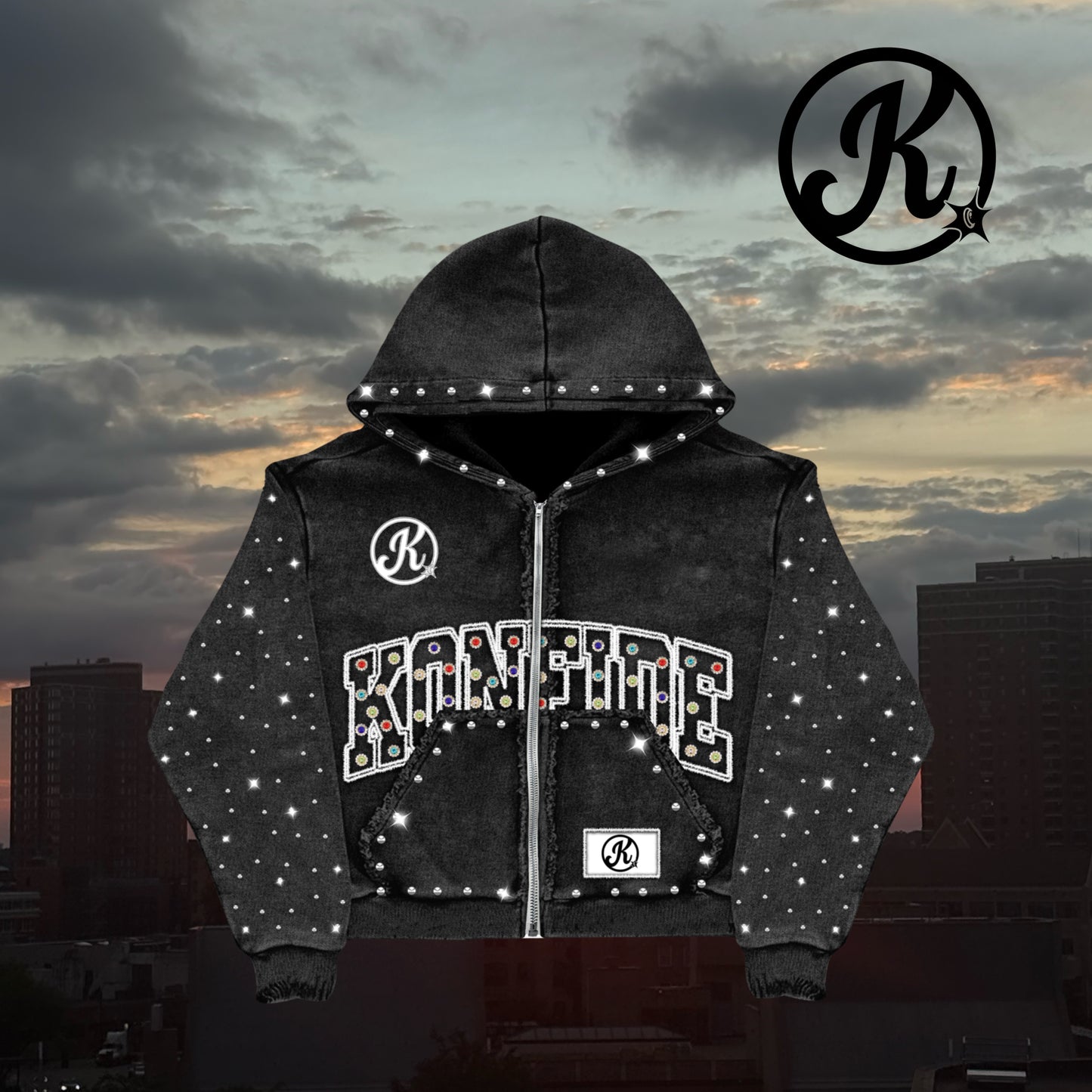 Konfide Rhinestone Zip Ups