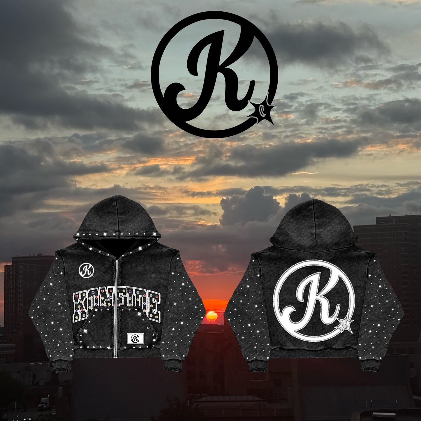 Konfide Rhinestone Zip Ups